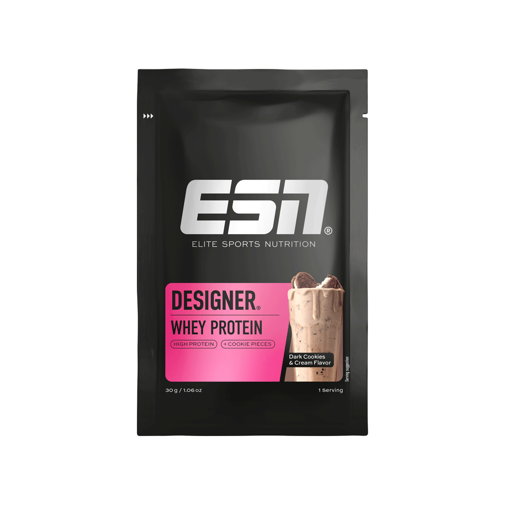 Bild: ESN Designer Whey Protein Dark Cookies and Cream Flavor 
