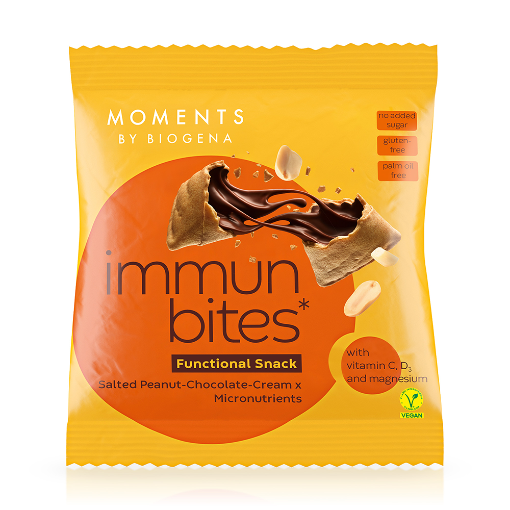 Bild: Biogena Immun Bites Salted Peanut, Chocolate, Cream x Micronutrients 