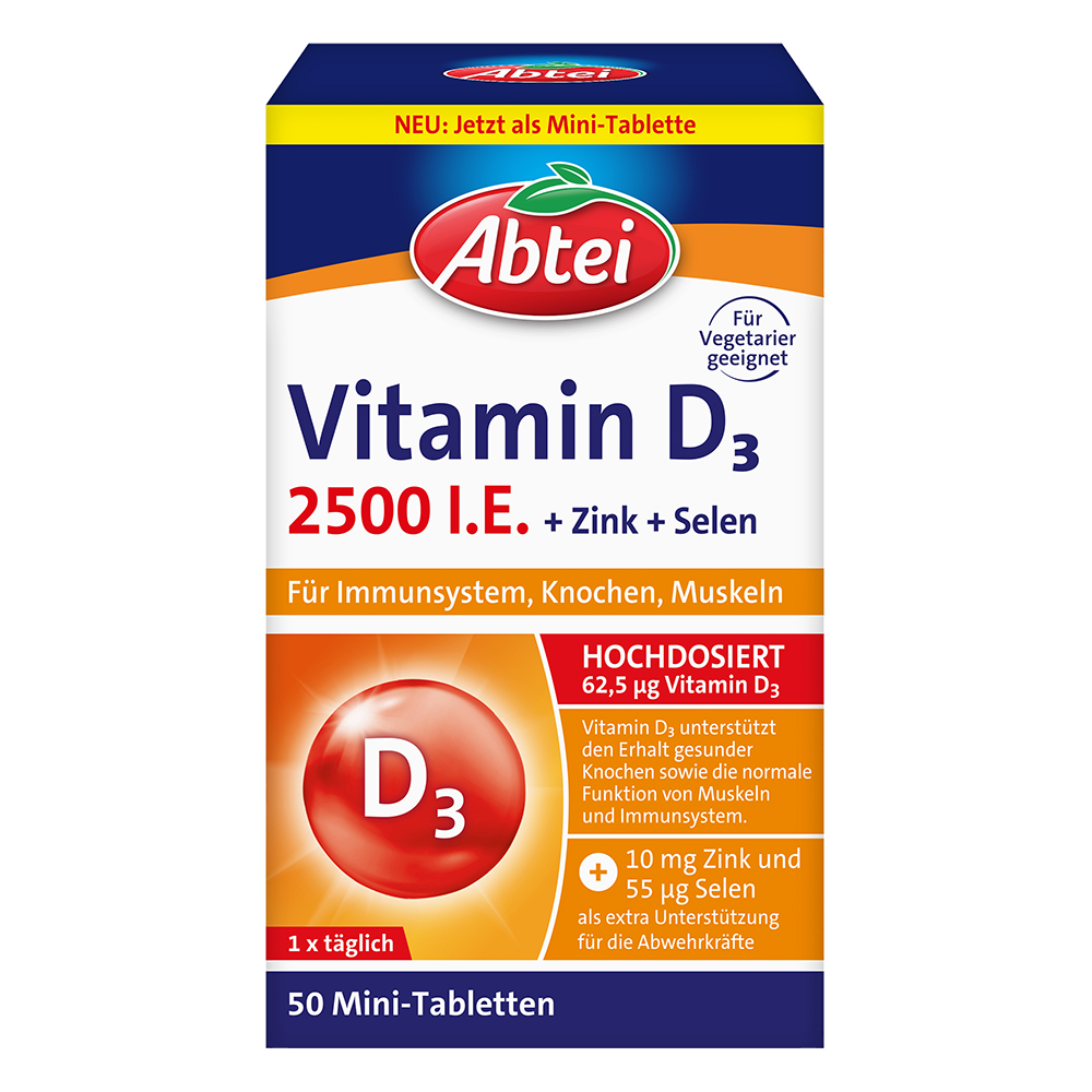 Bild: Abtei Vitamin D3 2500 I.E + Zink + Selen