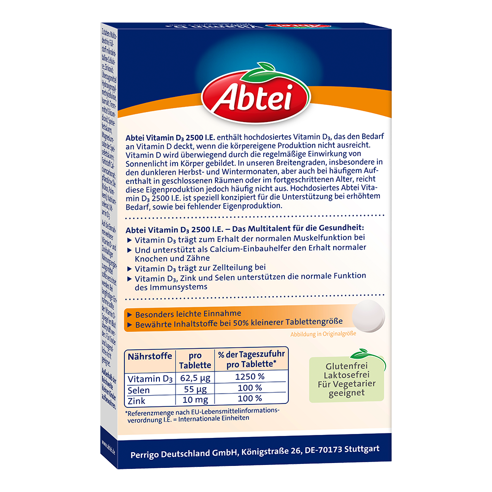 Bild: Abtei Vitamin D3 2500 I.E + Zink + Selen