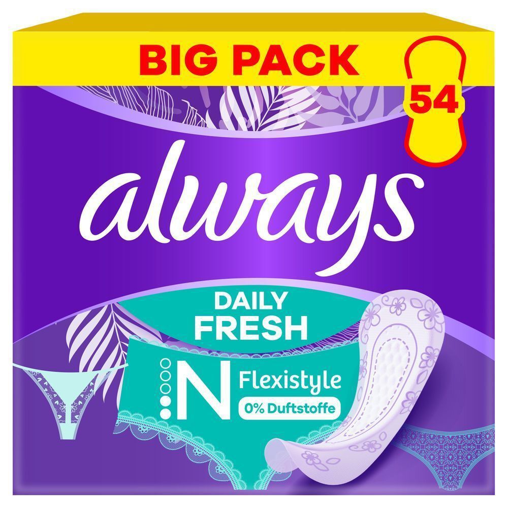 Always Daily Fresh Flexistyle N Slipeinlagen im Big Pack mit 54 Stück, 0% Duftstoffe