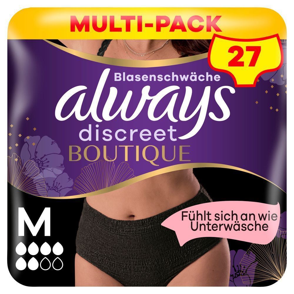 Always Discreet Boutique Höschen bei Blasenschwäche, Größe M, Multi-Pack 27 Stück, Fühlt sich an wie Unterwäsche
