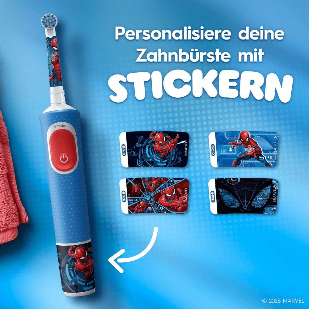 Bild: Oral-B Pro Kids Spiderman Elektrische Zahnbürste, Blau/Rot 