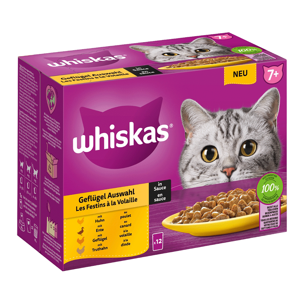 Bild: Whiskas Geflügel Auswahl in Sauce Huhn, Ente, Geflügel und Truthahn
