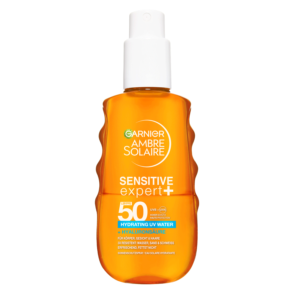 Bild: GARNIER AMBRE SOLAIRE Sensitive Expert + Hydrating UV Water LSF 50