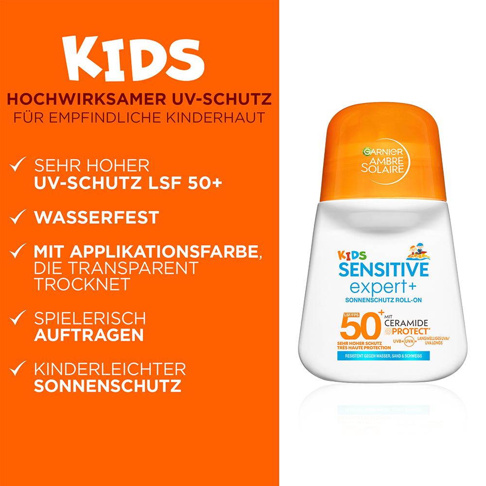 Bild: GARNIER AMBRE SOLAIRE Kids Sensitive expert+ Roll-On LSF 50+