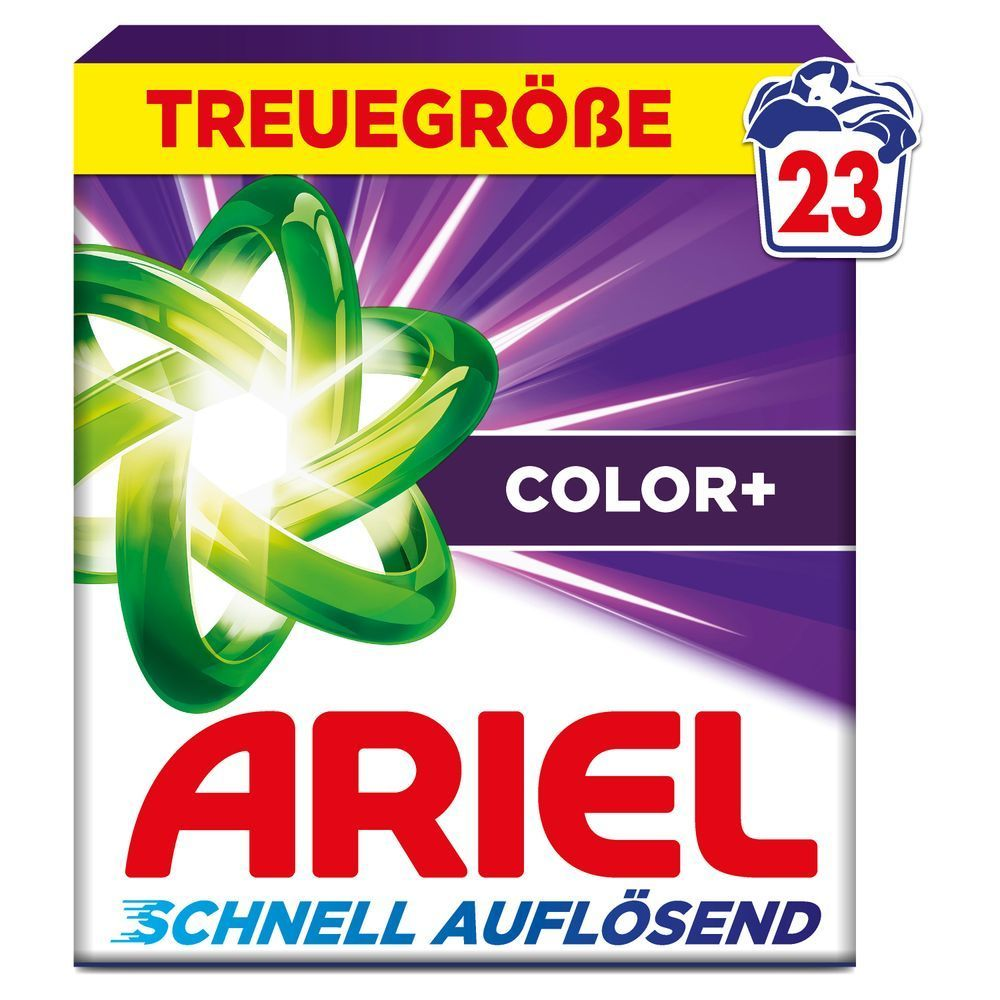 Ariel schnell auflösendes Waschmittelpulver, Color+, 23 Waschladungen, Karton [IT] Detersivo in polvere per bucato a rapido scioglimento Ariel, Color+, 23 lavaggi, scatola;
