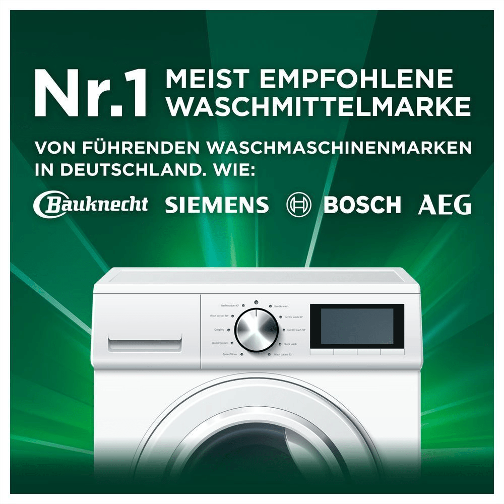 Ariel Waschmittel: Nr. 1 empfohlene Marke von Waschmaschinenherstellern in Deutschland (Bauknecht, Siemens, Bosch, AEG).