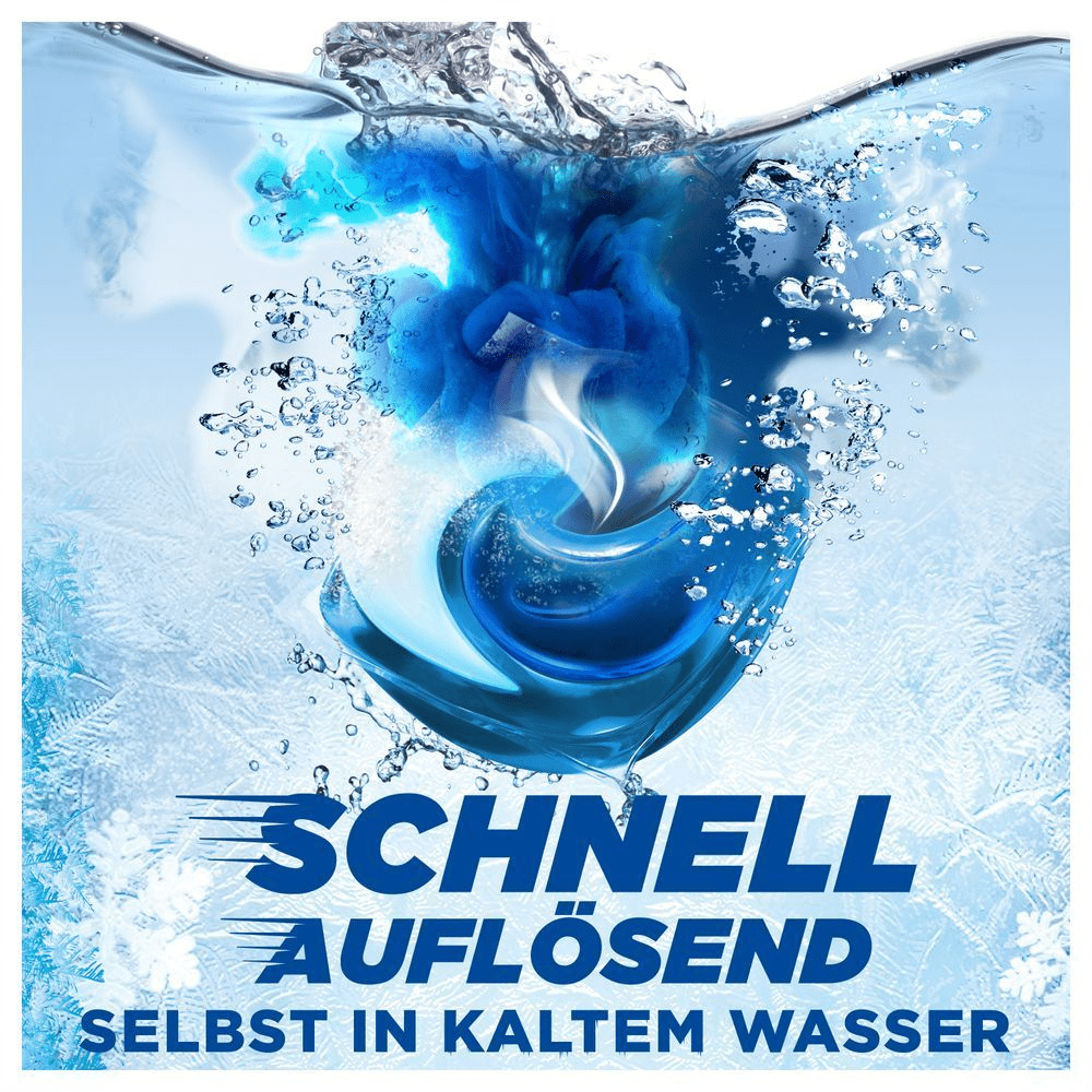 Ariel-Waschmittel-Pod, der sich schnell in Wasser auflöst.