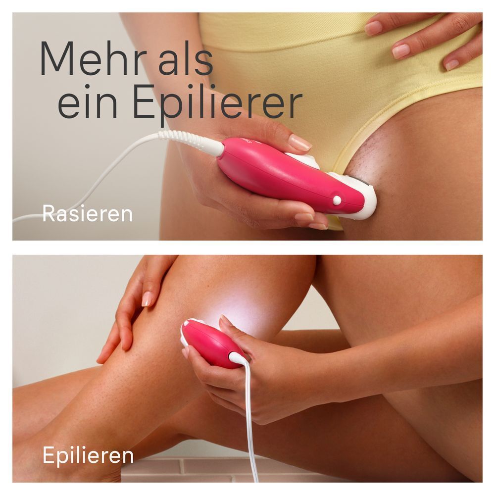 Braun Epilierer wird zur Haarentfernung an Bein und Bikinizone verwendet, sowohl zum Rasieren als auch zum Epilieren.