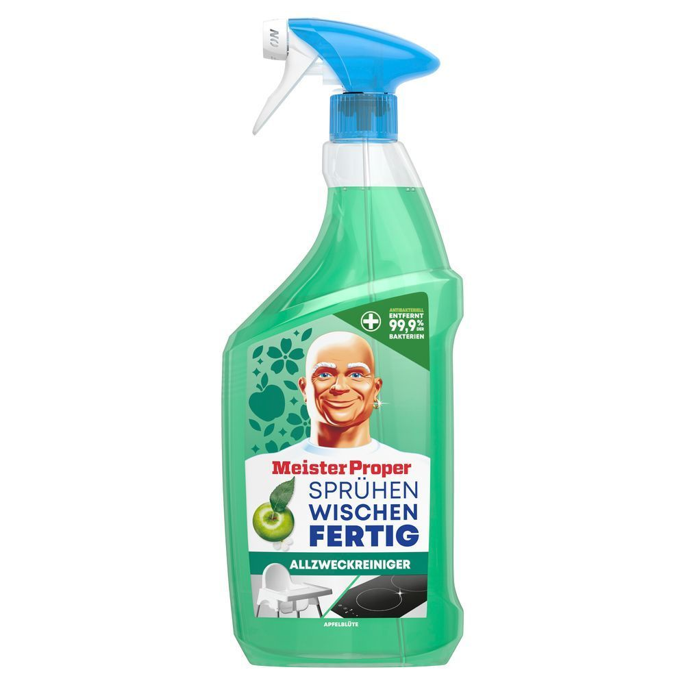 Meister Proper Allzweckreiniger, SPRÜHEN WISCHEN FERTIG, Apfelduft, mit Abbildung von Mr. Propre, 800ml.