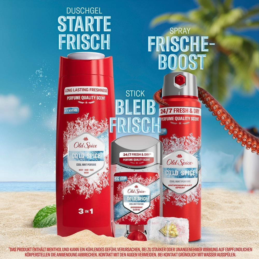 Old Spice Cold Spice Duschgel, Spray & Stick mit Duft in Parfumqualität & 24-7 Frisch & Trocken.