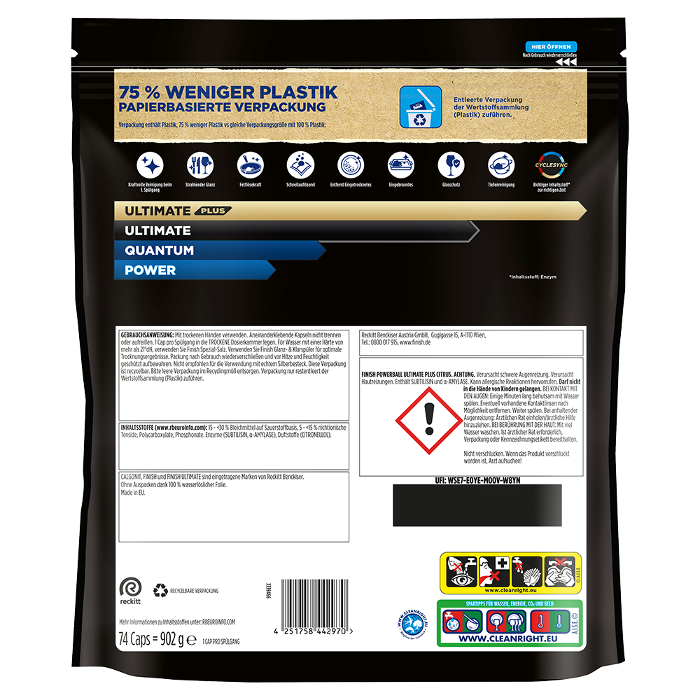 Bild: finish Powerball Ultimate Plus Geschirrspültabs Sparpack Citrus