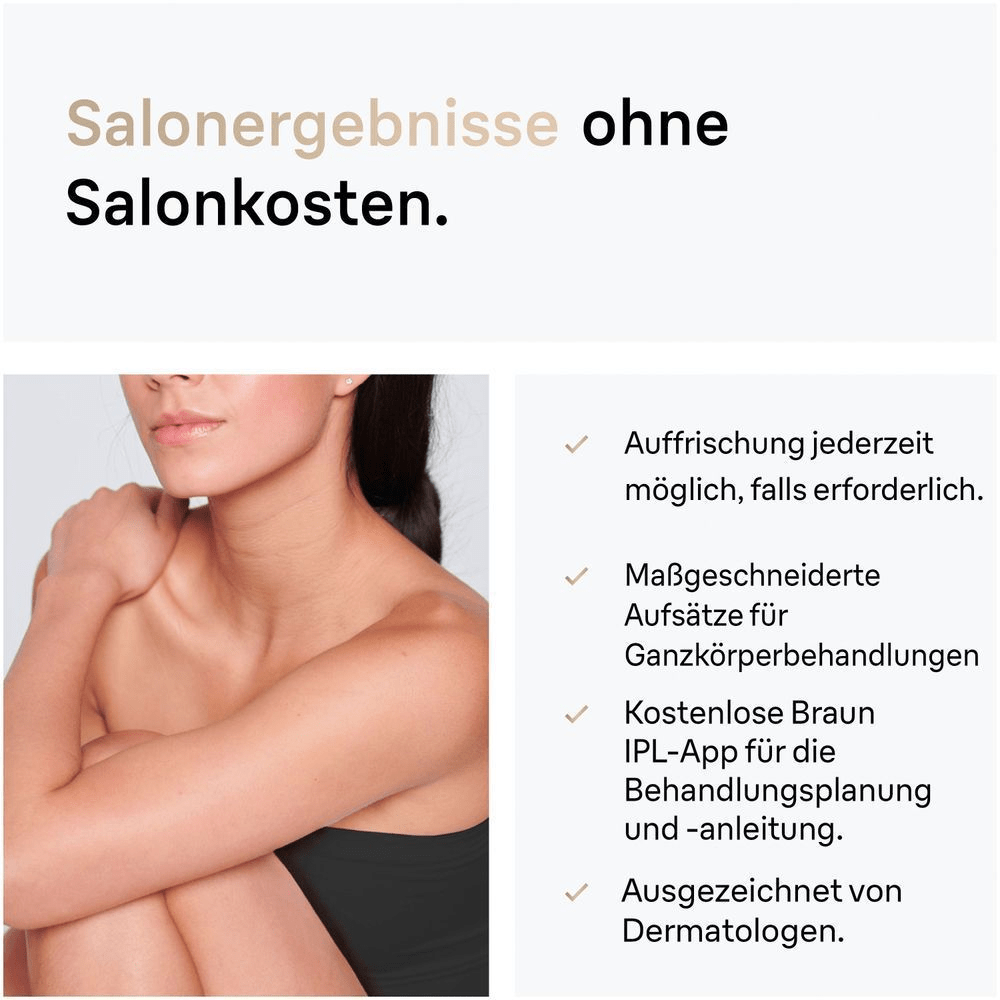 Glatte Haut und gepflegtes Aussehen dank Braun IPL, ohne teure Salonbesuche.