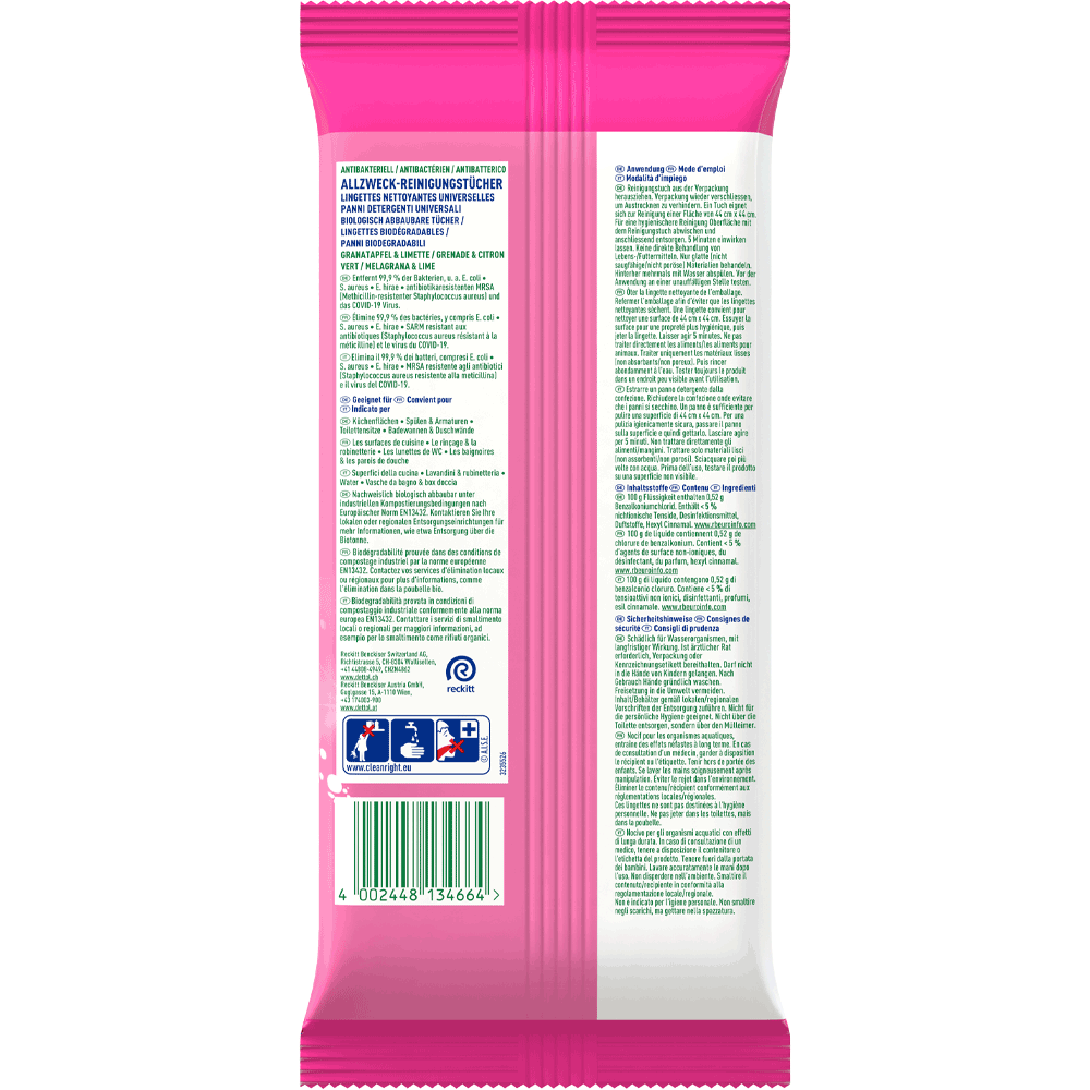 Bild: Dettol Allzweck-Reinigungstücher Granatapfel & Limette