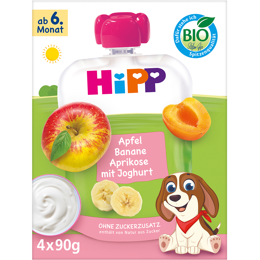 Bild: HiPP Quetschie Apfel Banane Aprikose mit Joghurt 