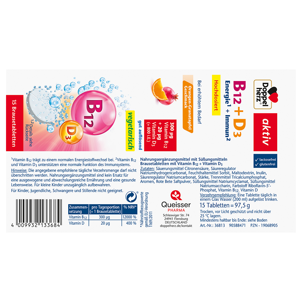 Bild: DOPPELHERZ B12 + D3 Energie + Immun Brausetabletten 