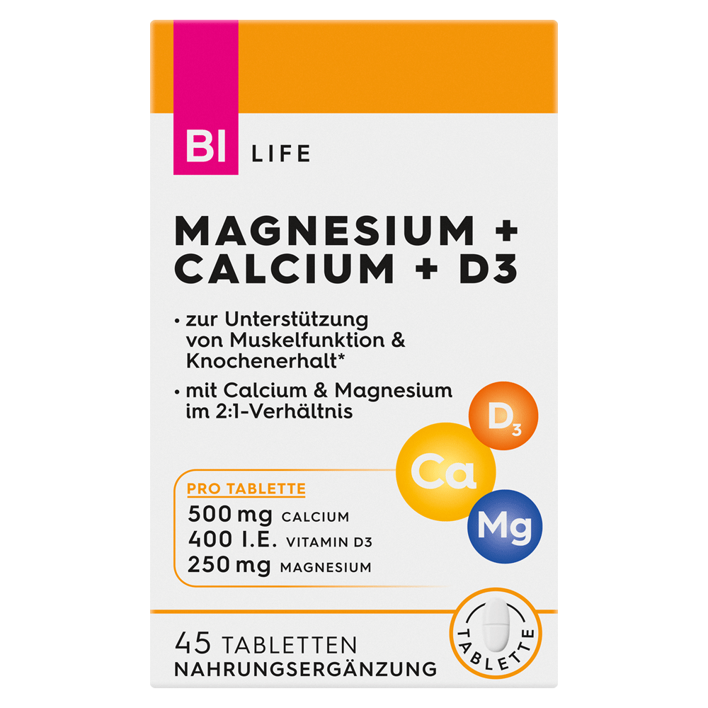 Bild: BI LIFE Magnesium + Calcium + D3 