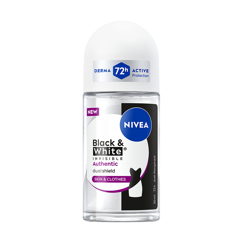 Bild: NIVEA Deo Roll On Black and White Authentic Skin and Clothes 