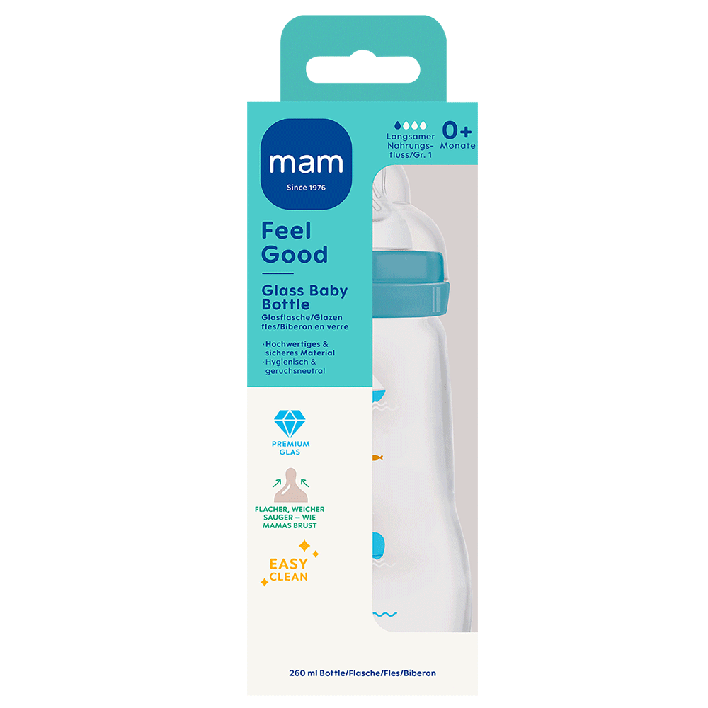 Bild: MAM Feel Good Glass Baby Bottle 0+ Monate