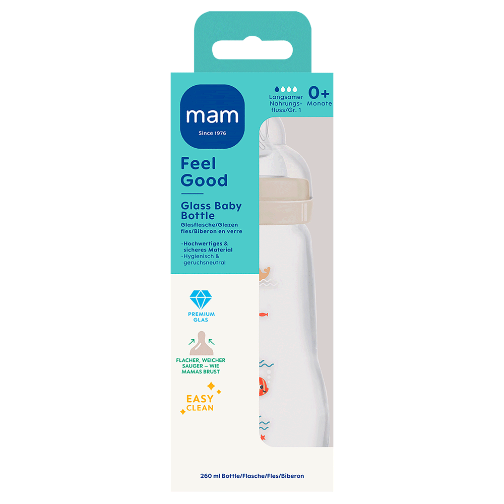 Bild: MAM Feel Good Glass Baby Bottle 0+ Monate