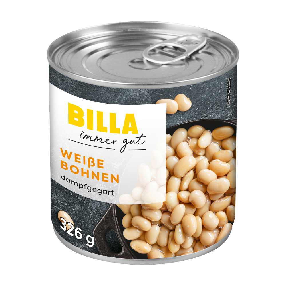 Bild: Billa immer gut Weiße Bohnen Dampfgegart 