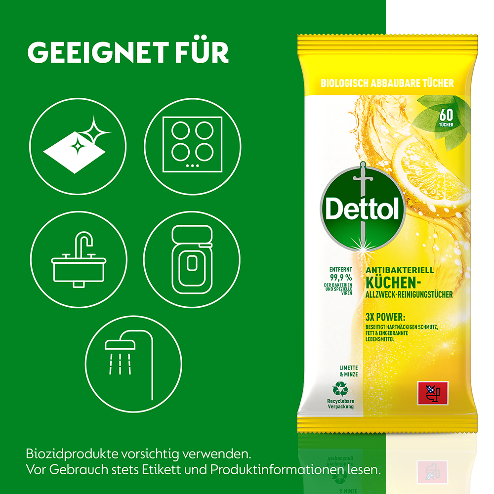 Bild: Dettol Allzweck-Reinigungstücher Limette & Minze