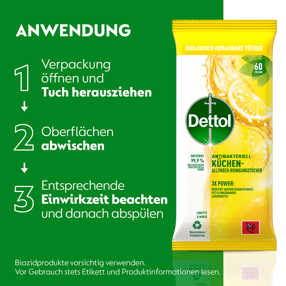 Bild: Dettol Allzweck-Reinigungstücher Limette & Minze