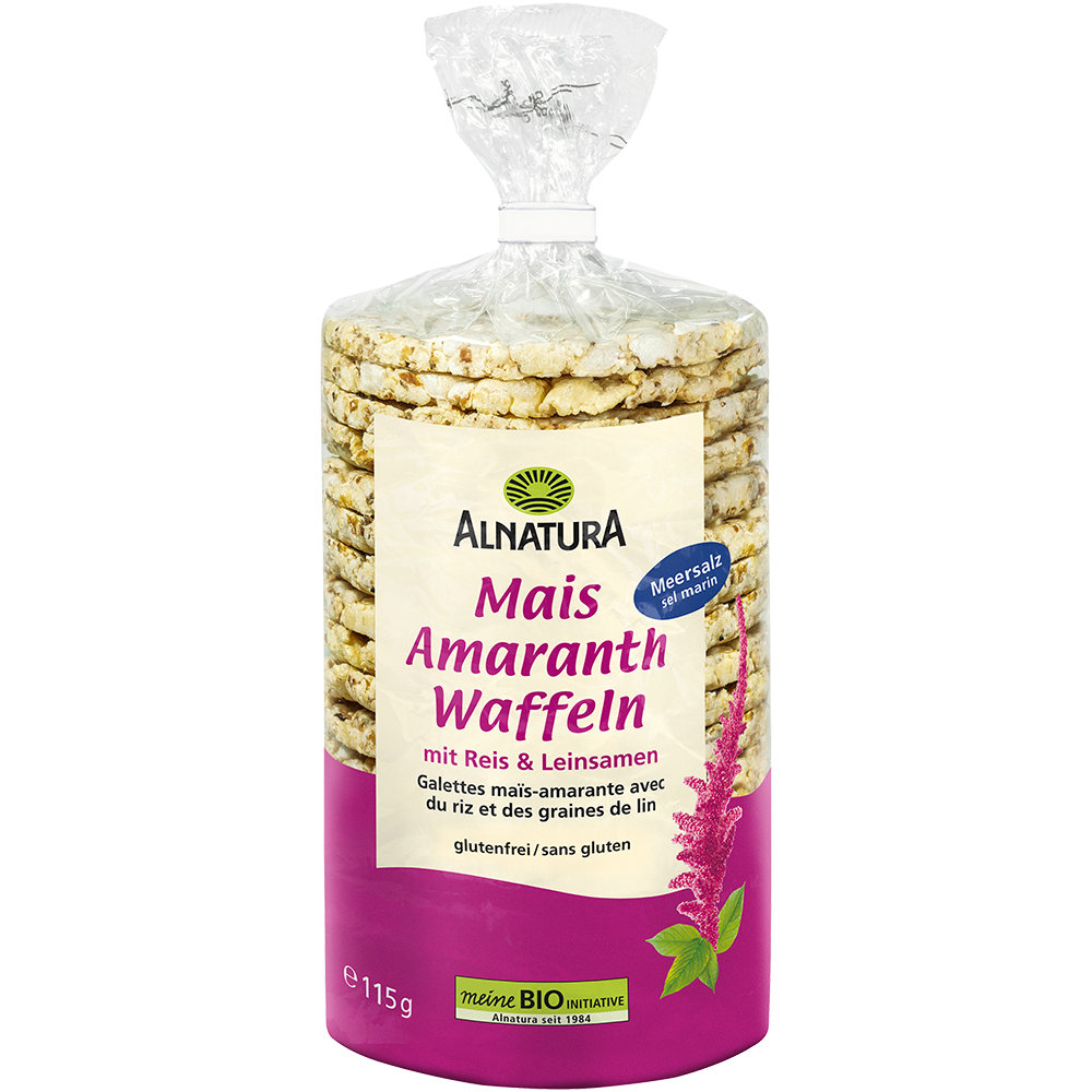 Bild: ALNATURA Mais-Amaranth Waffeln mit Reis und Leinsamen