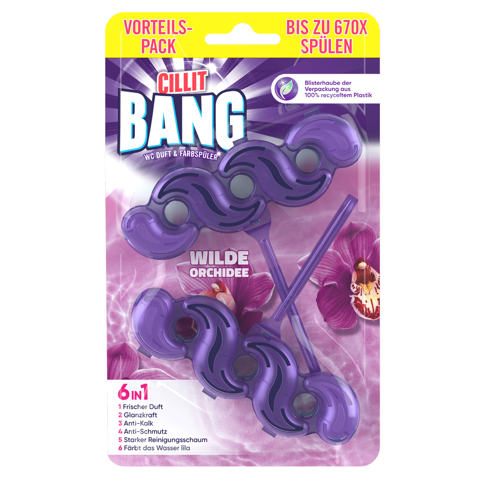 Bild: CILLIT BANG WC Duft und Farbspüler Wilde Orchidee 6in1 