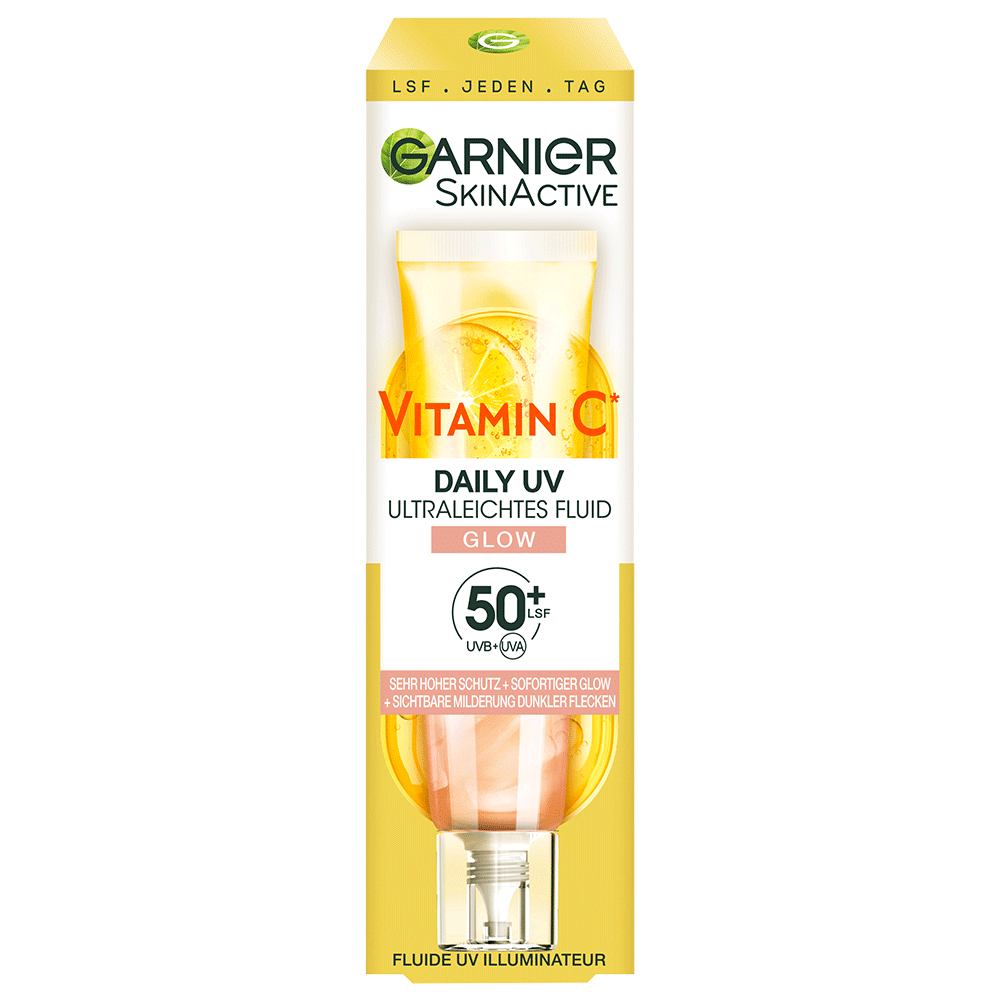 Bild: GARNIER SKIN ACTIVE Vitamin C UV Fluid Glow LSF 50+