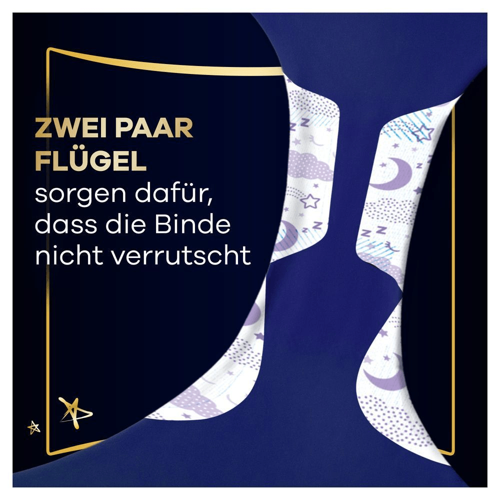 Always Binden Verpackung, hervorgehoben werden die "Zwei Paar Flügel" für einen sicheren Halt.