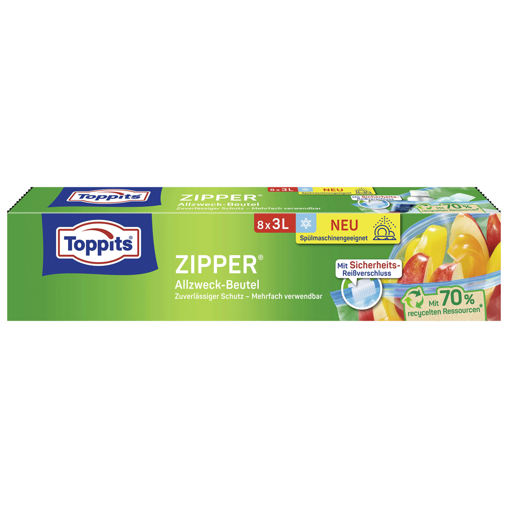 Bild: Toppits ZIPPER Allzweck-Beutel 8x3L
