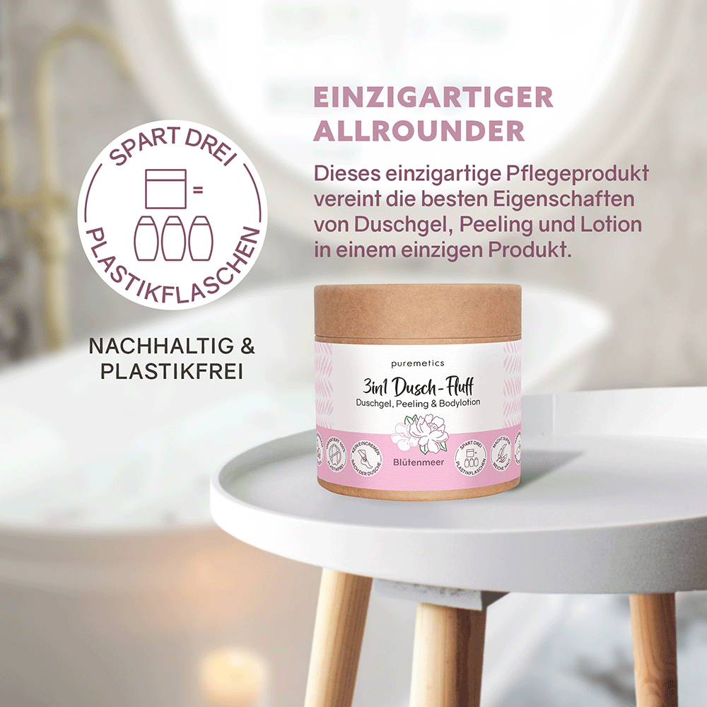 Bild: puremetics 3in1 Dusch Fluff Blütenmeer