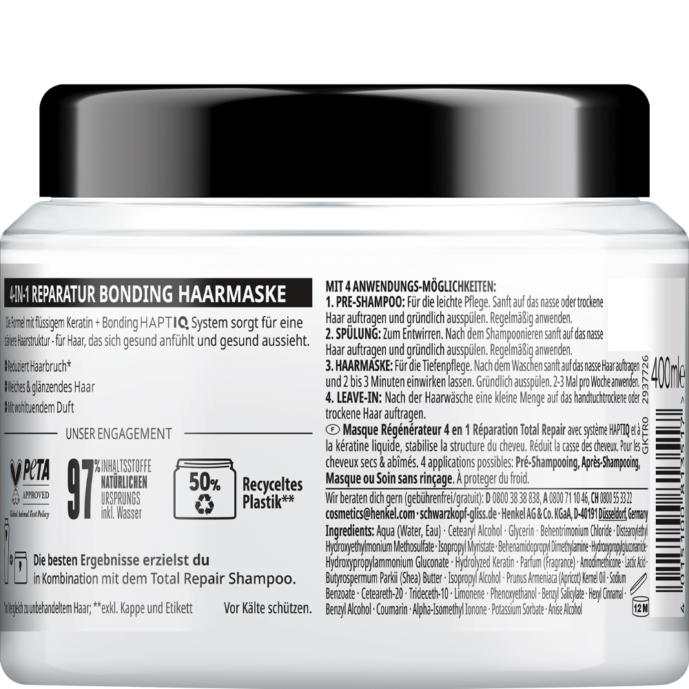 Bild: Schwarzkopf GLISS Total Repair 4in1 Bonding Haarmaske