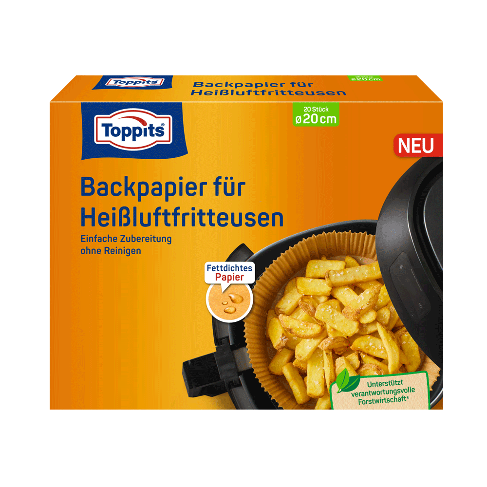 Bild: Toppits Backpapier für Heißluftfritteusen