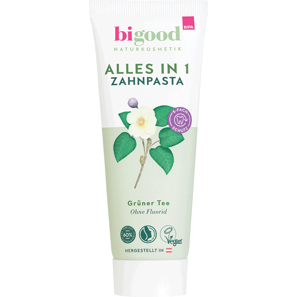 Bild: bi good Alles in 1 Zahnpasta Grüner Tee ohne Fluorid