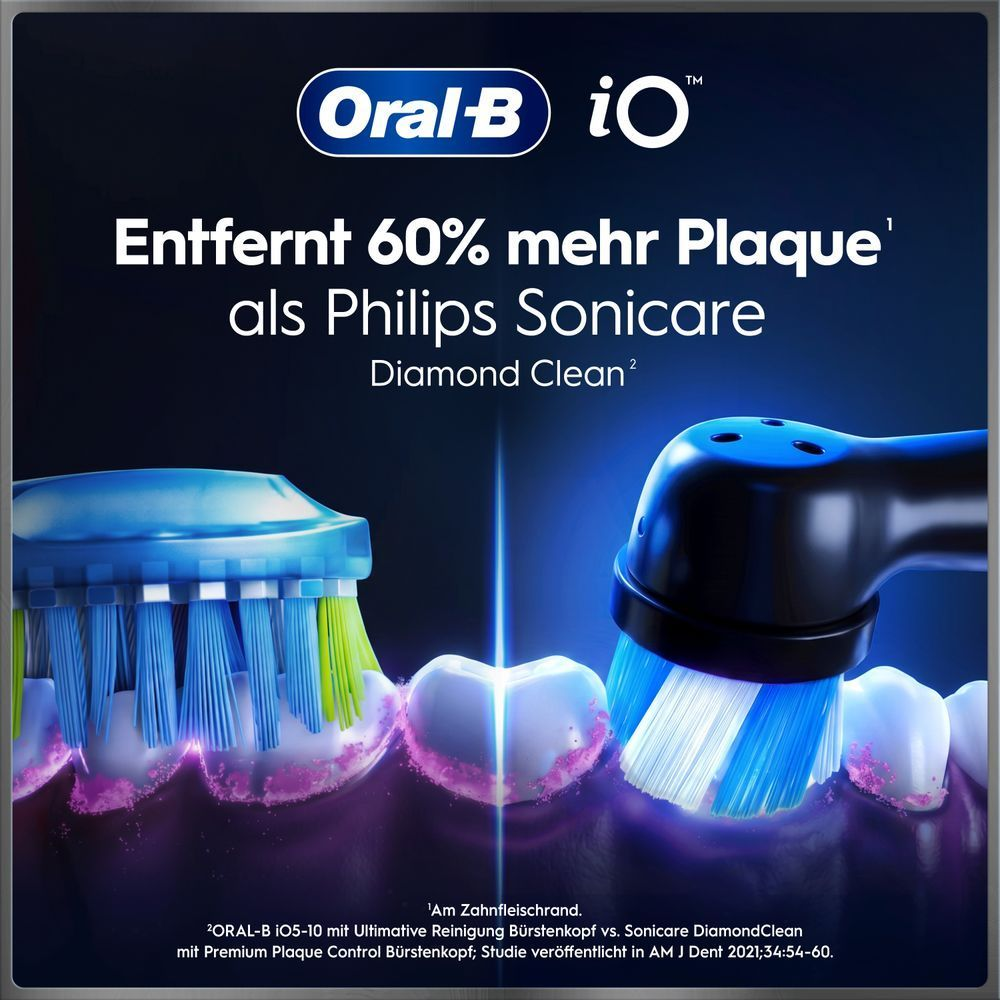 Vergleichsbild mit Oral-B, die 45% bessere Zahnfleischgesundheit gegenüber Schallzahnbürsten bietet.