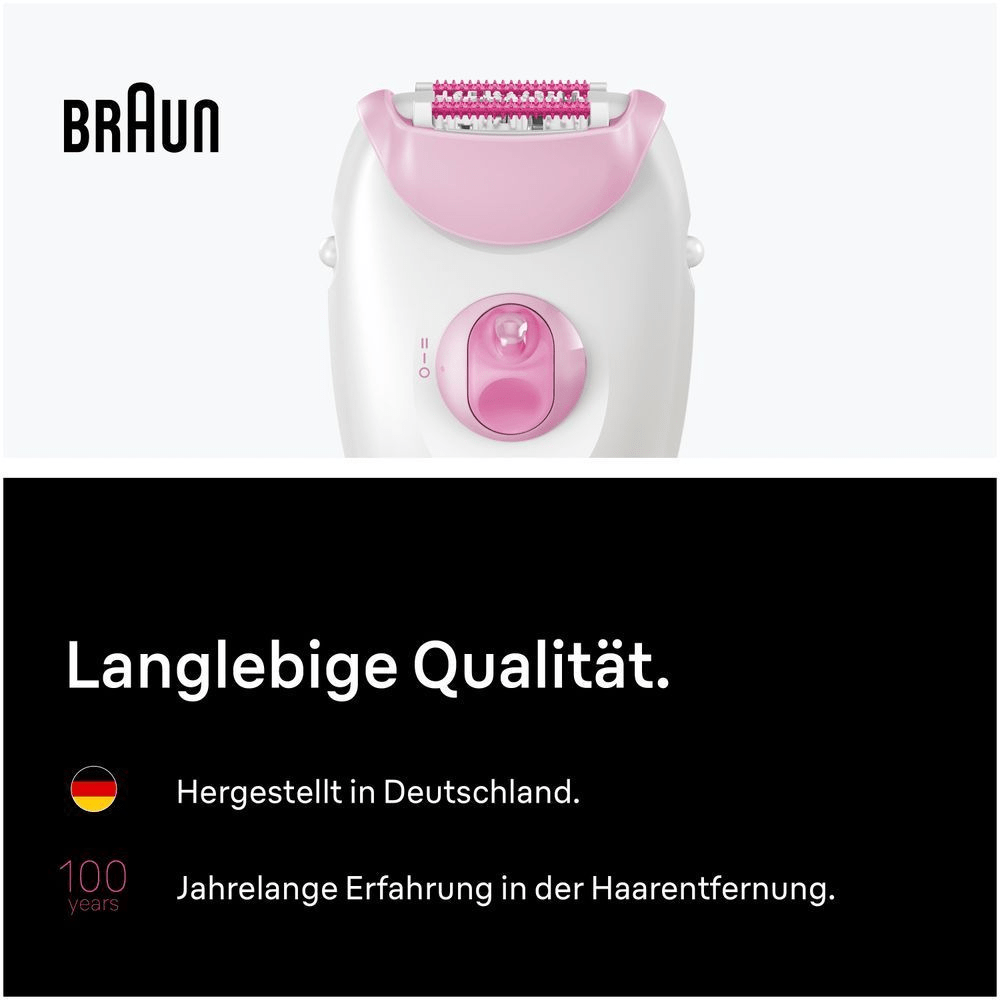 Produktdarstellung von vorne des Silk-epil 3, hergestellt in Deutschland.