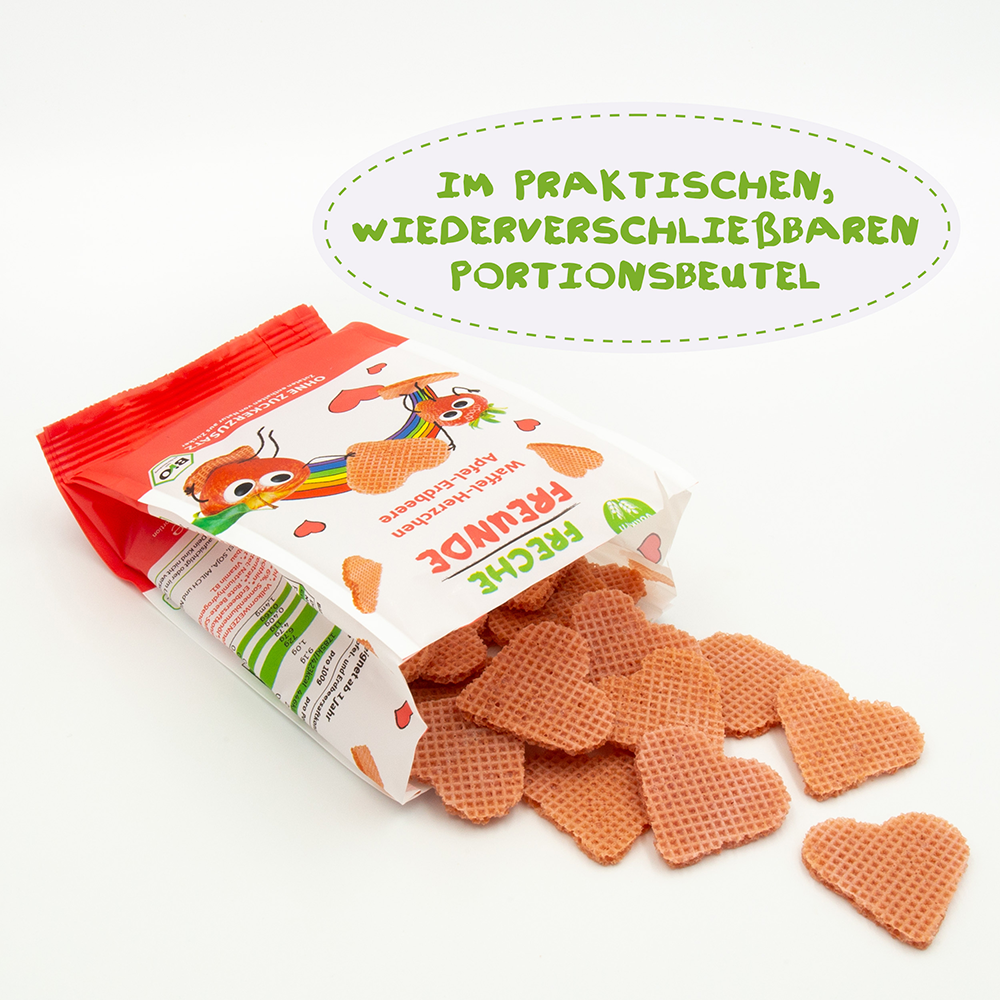 Bild: Freche Freunde Waffel Herzchen Apfel und Erdbeere
