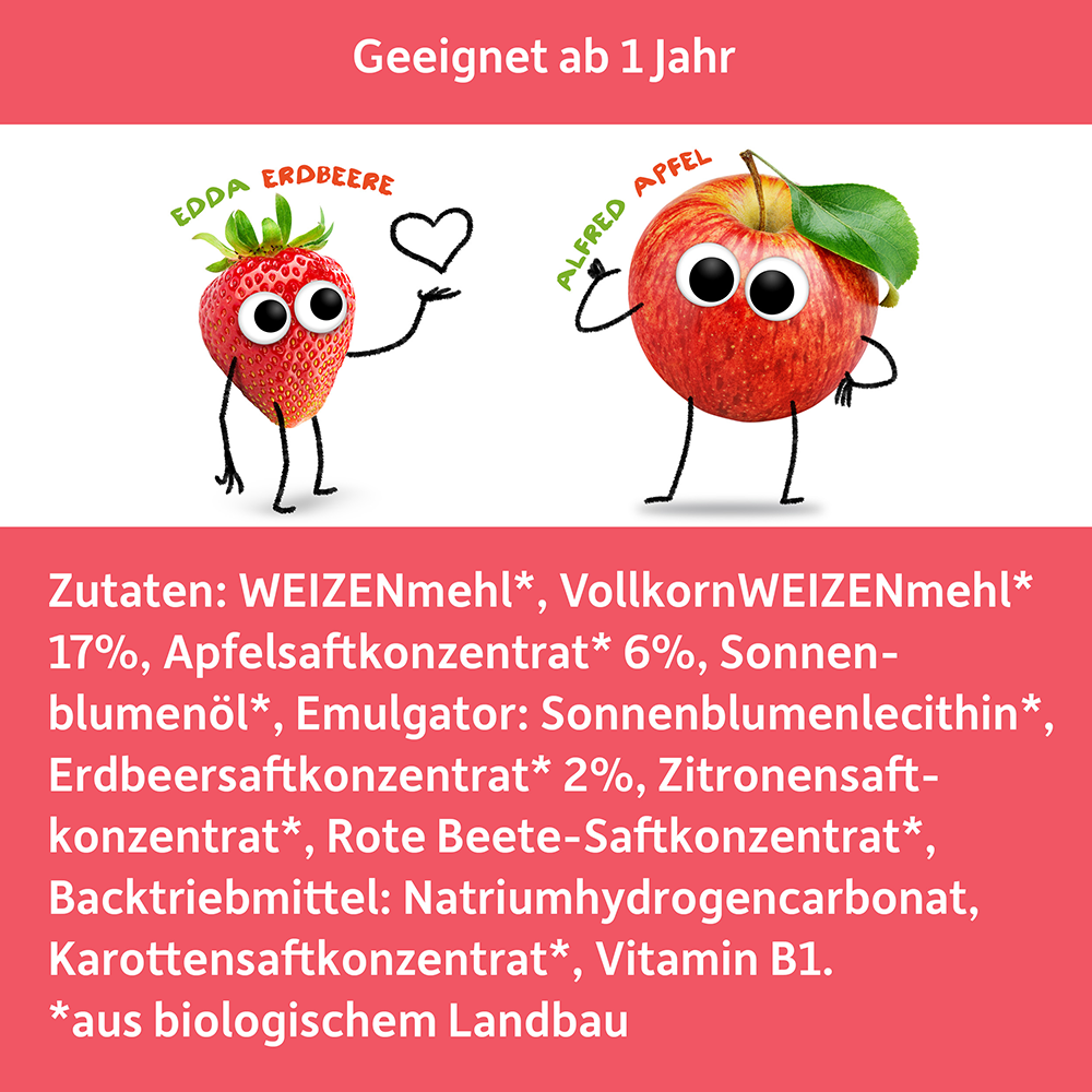 Bild: Freche Freunde Waffel Herzchen Apfel und Erdbeere