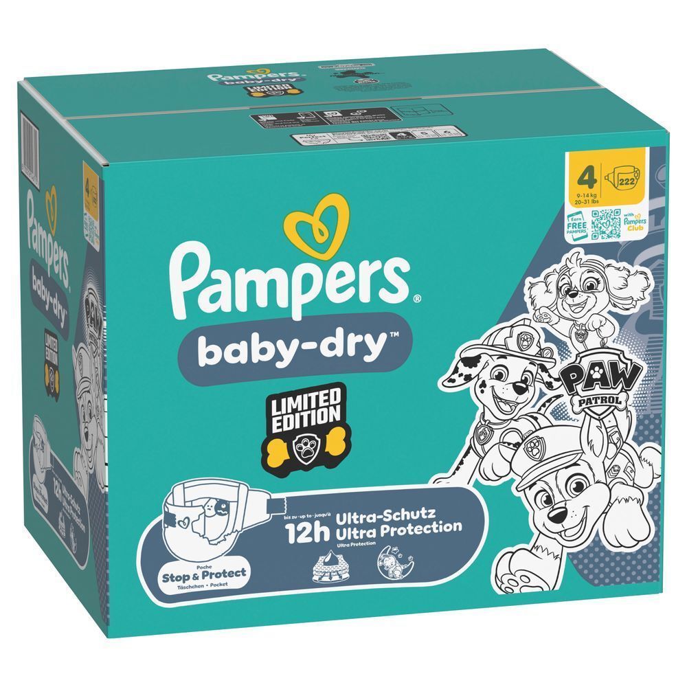 Bild: Pampers Baby-Dry Paw Patrol Edition Größe 4, 9kg-14kg, Monatsbox