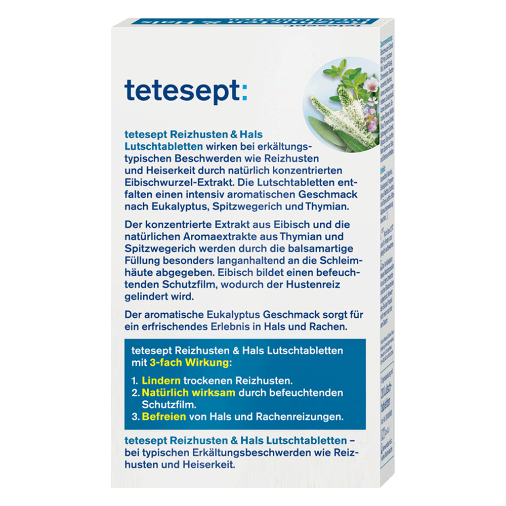 Bild: tetesept: Reizhusten und Hals Lutschtabletten 