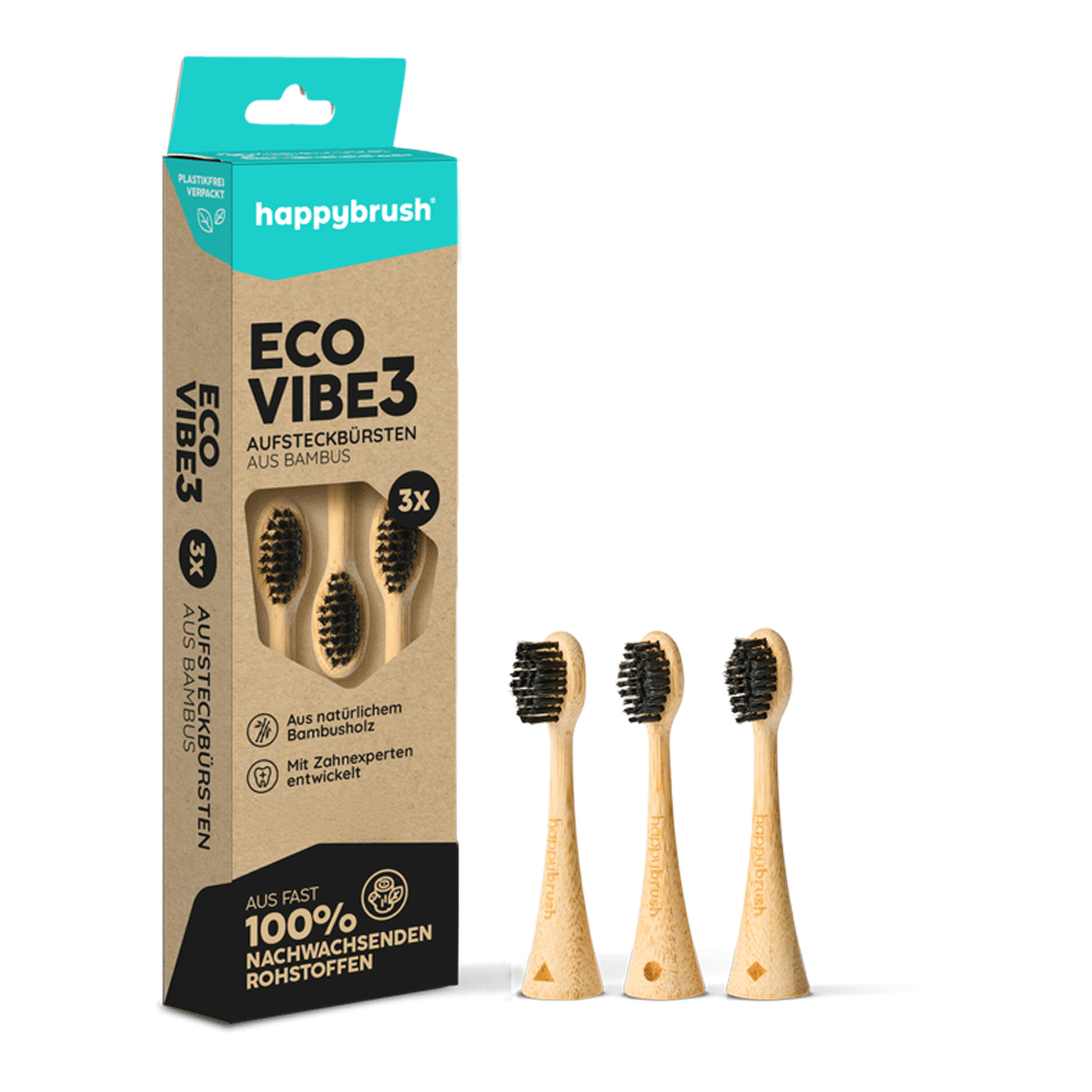 Bild: happybrush Aufsteckbürsten Eco V3 Bambus 