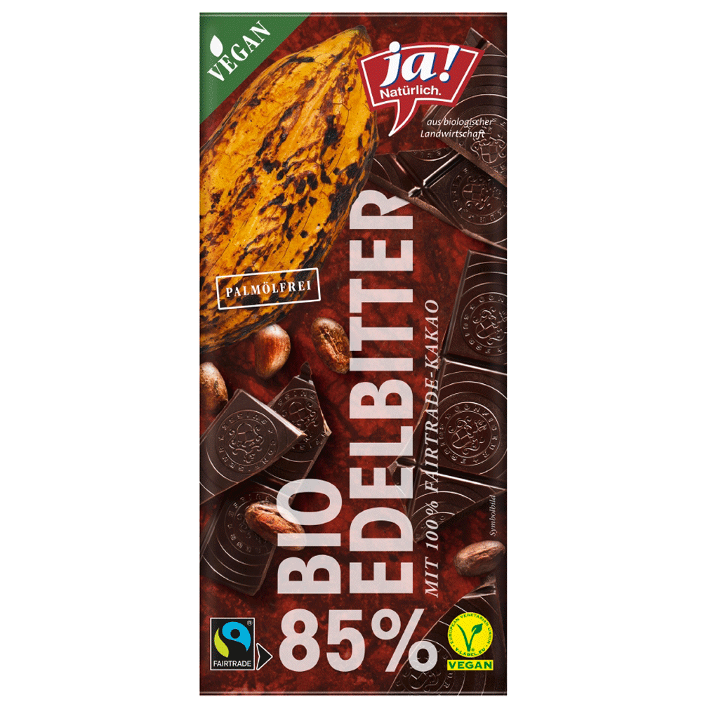 Bild: ja! Natürlich. Schokoladentafel Bio Edelbitter 85%