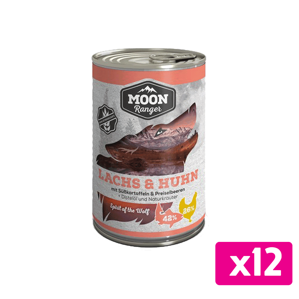 Bild: Moon Ranger Lachs und Huhn mit Süßkartoffeln und Preiselbeeren
