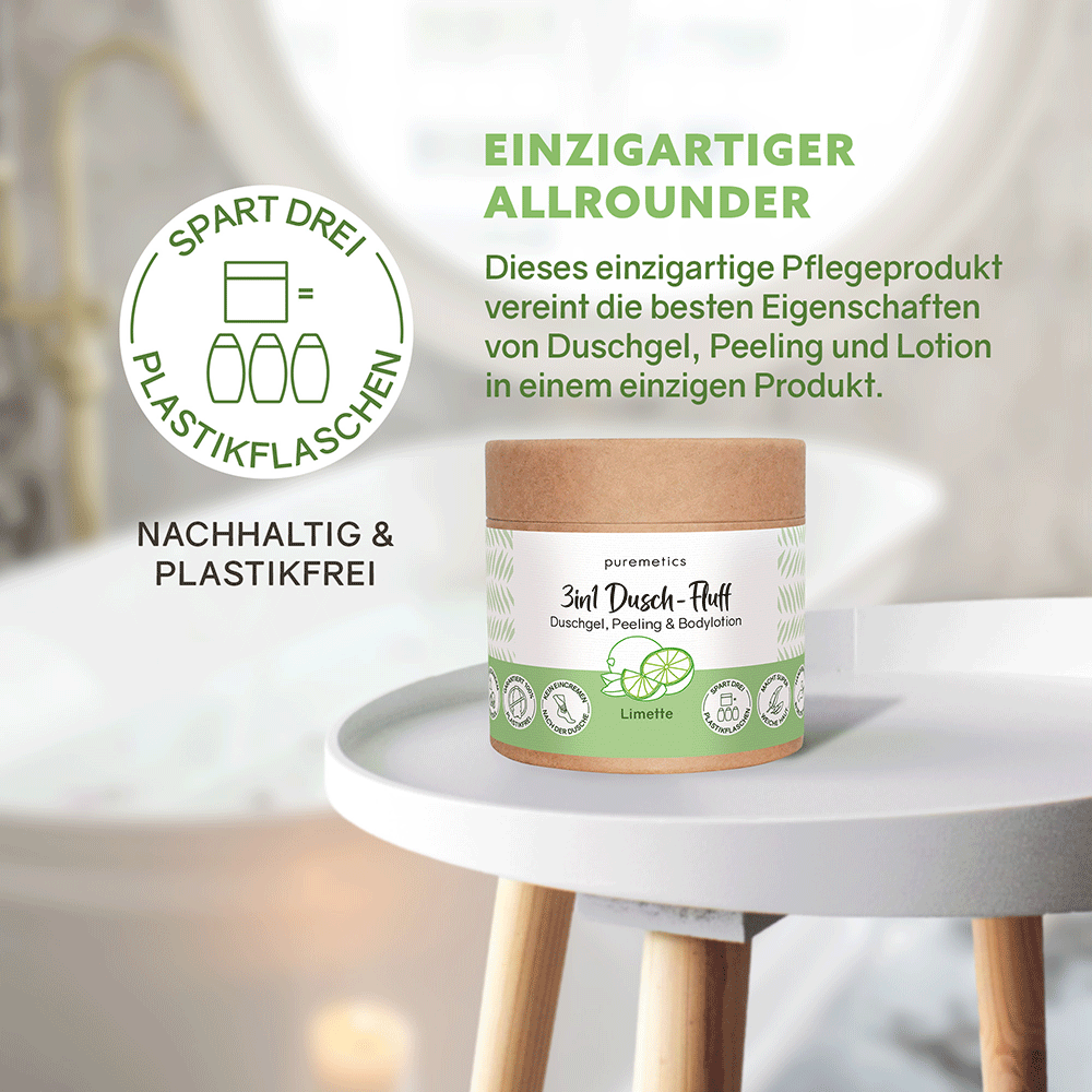 Bild: puremetics 3in1 Dusch Fluff Limette