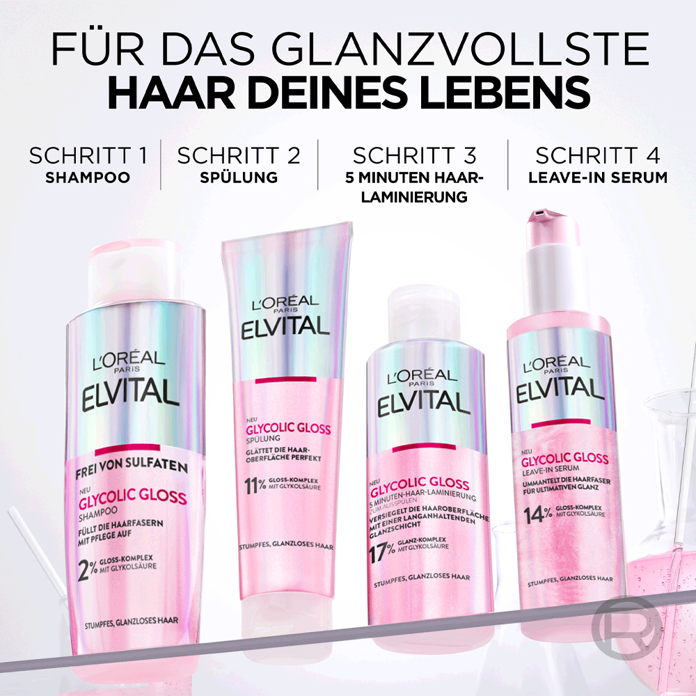 Bild: L'ORÉAL PARIS ELVITAL Glycolic Gloss 5 Minuten Haar-Laminierung 
