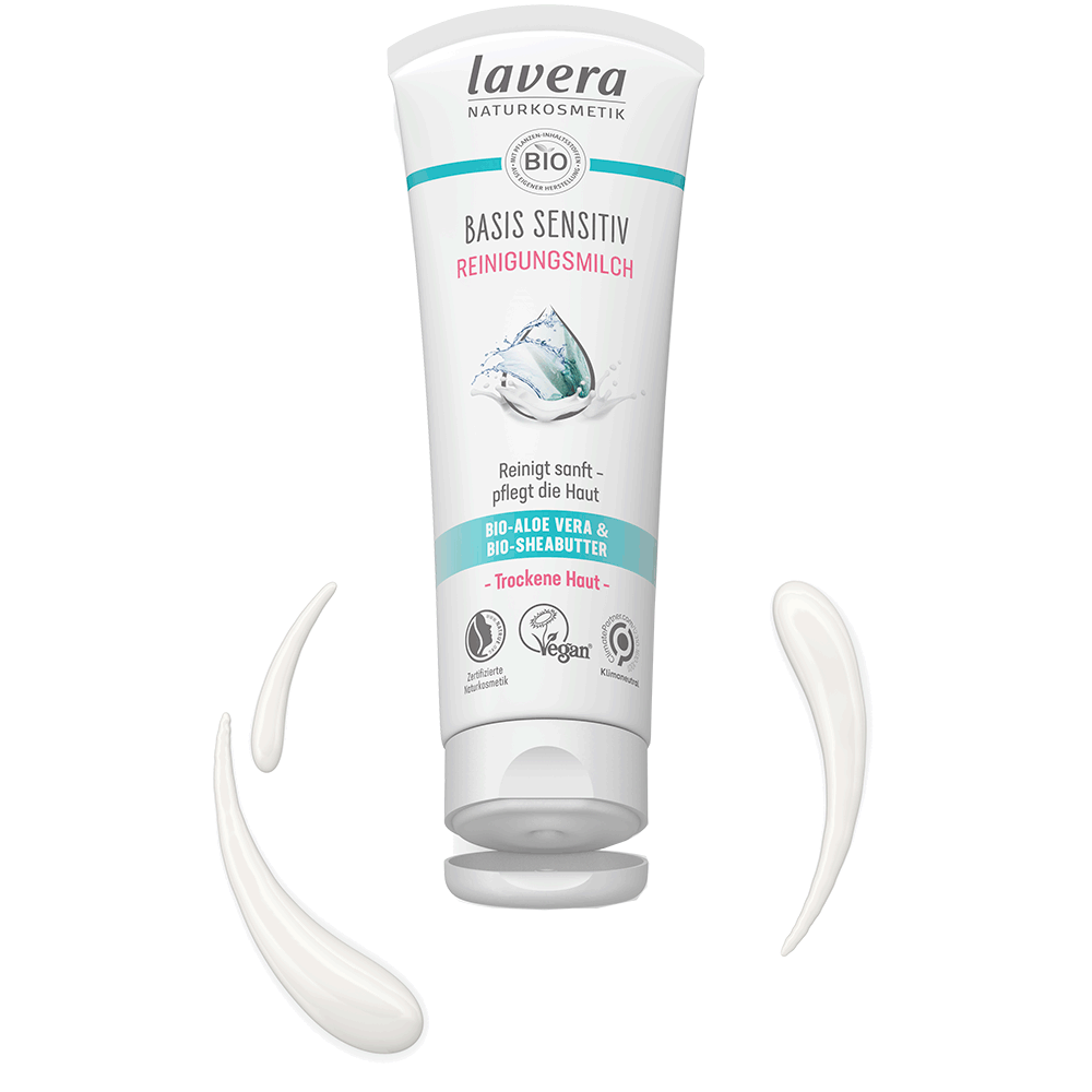 Bild: lavera Basis Sensitiv Reinigungsmilch Aloe Vera & Sheabutter 