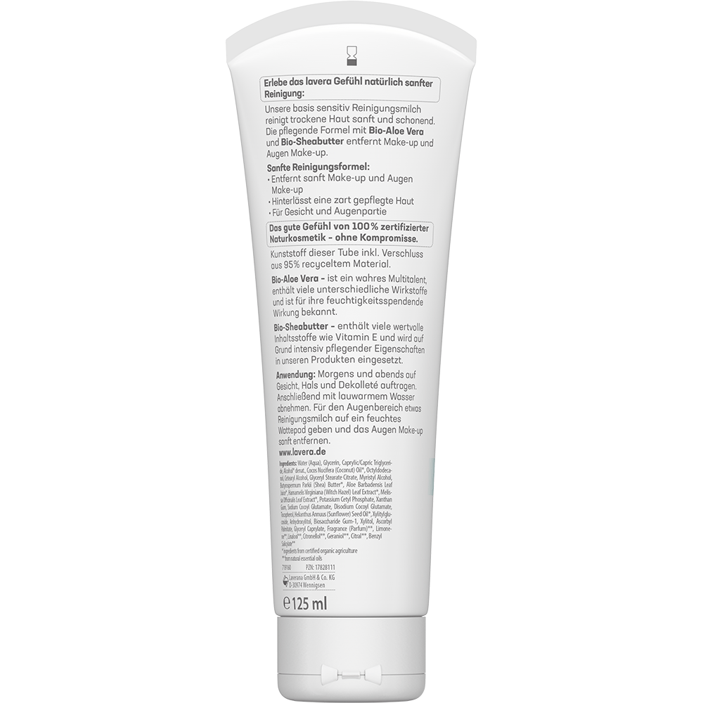 Bild: lavera Basis Sensitiv Reinigungsmilch Aloe Vera & Sheabutter 